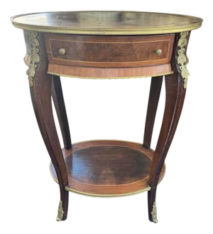 Vintage Antique French Style Brass Ormolu Mounted One Drawer Table End Stand