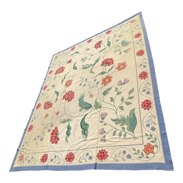 11ft 8in × 13ft 11in Starck Portuguese Petit-Point Area Rug For Sale