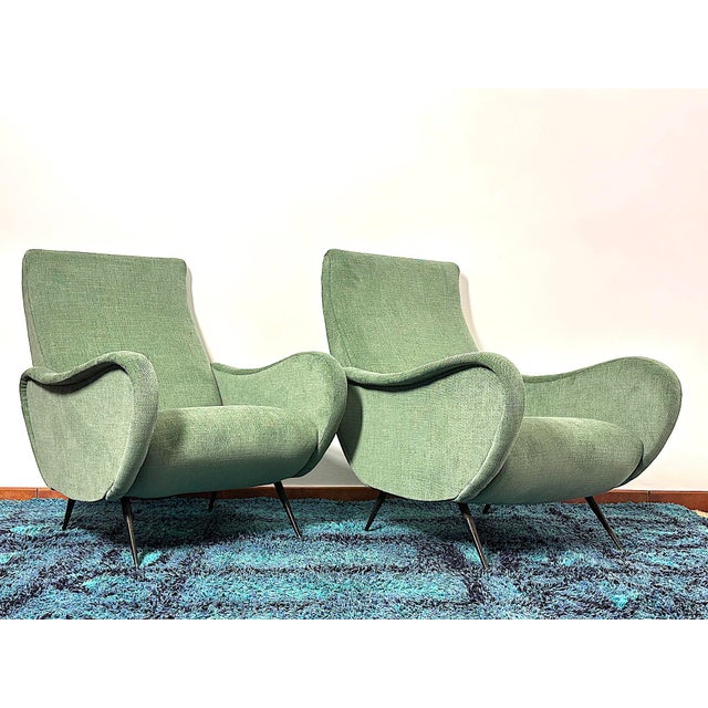 Mid-Century Modern Italian Lady Lounge Chairs Attributed to Marco Zanuso, 1960s, Set of 2 For Sale - Image 3 of 12