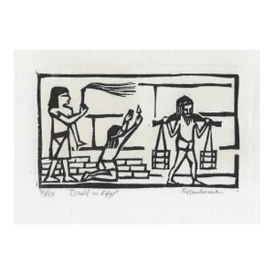 1966 Irwin Rosenhouse Israel in Egypt Woodcut