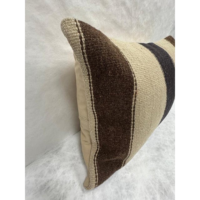 Turkish Hemp Pillow Cushion Natural Beige Brown Pillow Cushion Cover 16" x 24" For Sale - Image 4 of 4