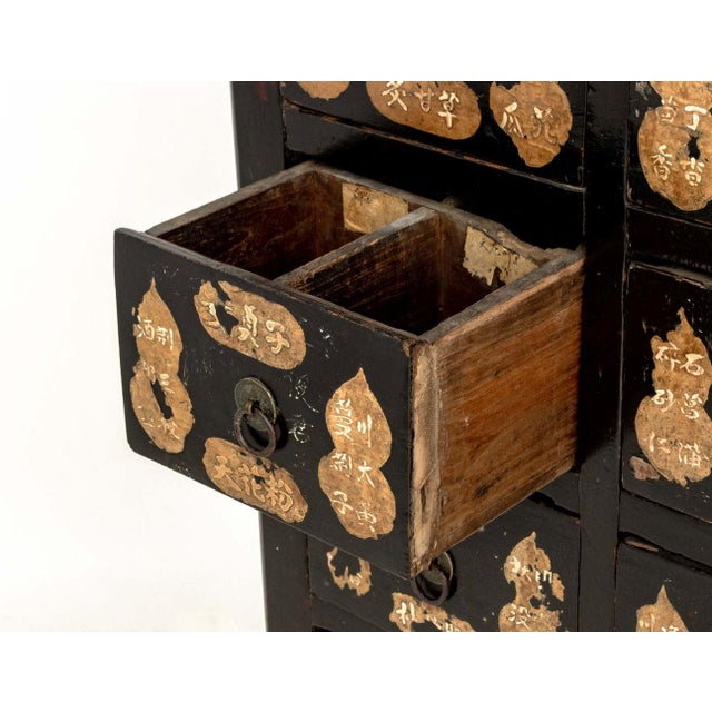 Black Chinese Ebonized Wood Apothecary Chest, 19th C. For Sale - Image 8 of 11