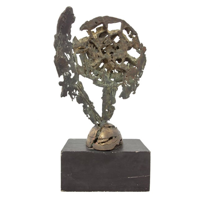 Large Modern Brutalist bronze sculpture in Manner of Arnaldo or Gio Pomodoro. We cannot locate a signature or any...