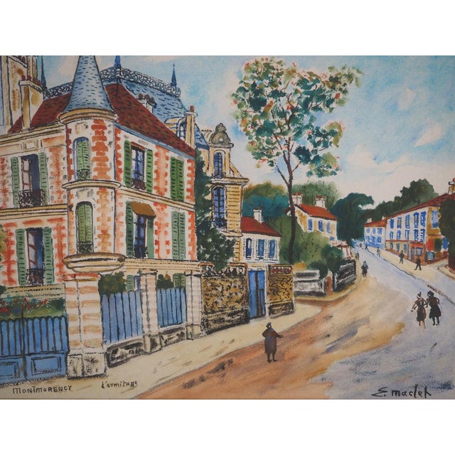 Modern Elisée Maclet, Château in Montmorency, 20th Century, Original Watercolor, Framed For Sale - Image 3 of 11