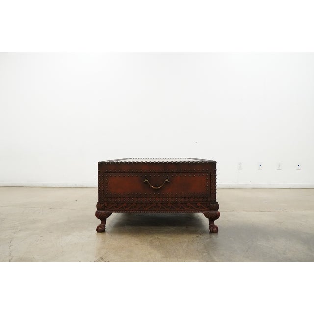 Animal Skin 1980s Attributed to Ralph Lauren Dalton Leather Clad Cocktail Coffee Table For Sale - Image 7 of 10