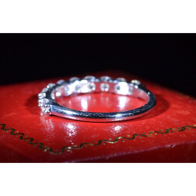 Metal The El Paso: Custom 14 Karat White Gold Shared Prong Band Set with 0.90 Carats of Diamonds For Sale - Image 7 of 9