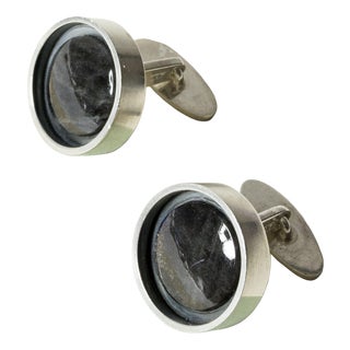 Silver and Spectrolite Cufflinks from Elis Kauppi, 1966, Set of 2 For Sale