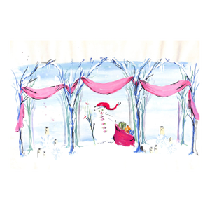 1950s Lanvin of Paris Original Advertising Watercolor Christmas Artwork