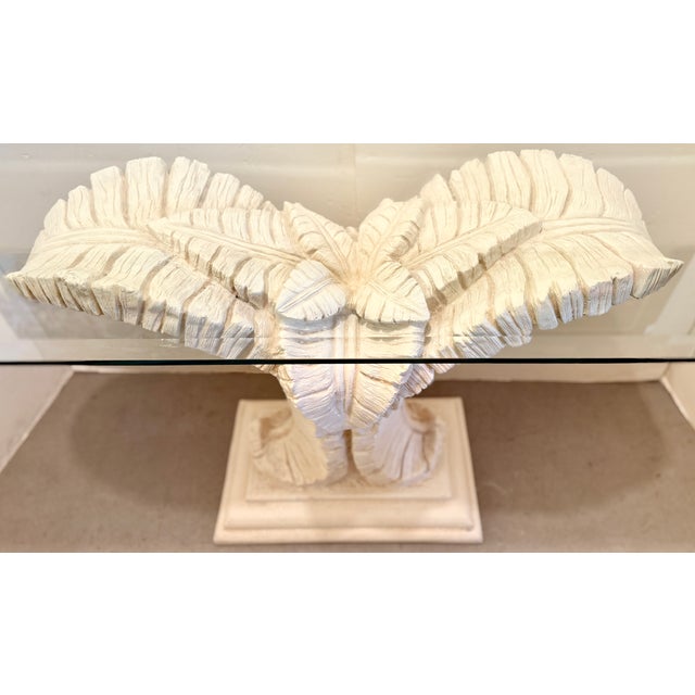 Hollywood Regency Palm Beach Regency Palm Tree Leaves Console Table For Sale - Image 3 of 7