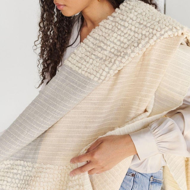 Butterscotch Handloom Hand Knotted Textured Plush Merino Throw For Sale - Image 12 of 17