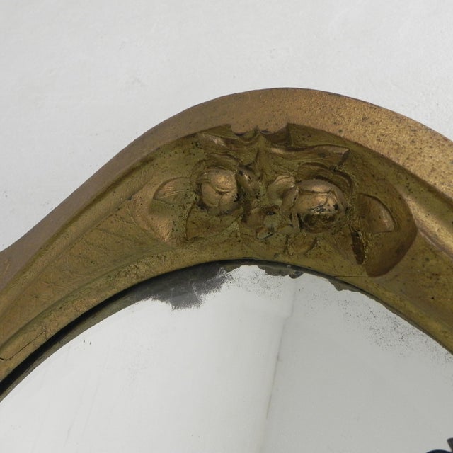 Gold Oval Mirror with Faceted Edge, 1950s For Sale - Image 11 of 16