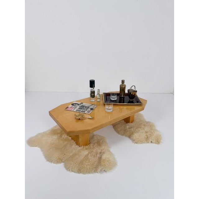 Mid-Century Italian Goatskin and Brass Coffee Table, 1970s For Sale - Image 4 of 18