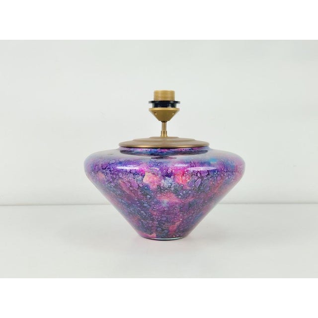 Metal Vintage French Glass Table Lamp from Laque Line, 1970s For Sale - Image 7 of 13