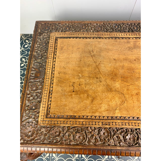 Antique Hand-Carved Indian Exotic Hardwood Dowry Chest, 1890s For Sale - Image 7 of 18
