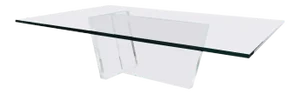 Mid-Century Modern Minimalist Geometric Lucite and Glass Cocktail Table