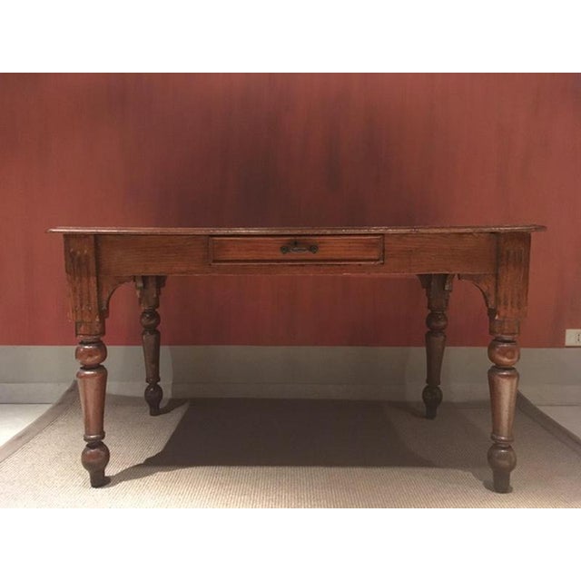 Rustic Rustic Pinewood Dining Table with Drawer, Italy For Sale - Image 3 of 18