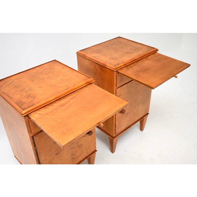 Vintage Swedish Satin Birch Bedside Cabinets, 1950s, Set of 2 For Sale - Image 6 of 14