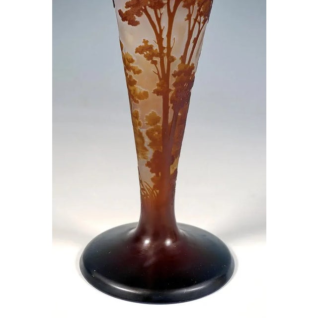 Glass Art Nouveau Cameo Vase with Seascape Decor from Émile Gallé, France, 1904, 1890s For Sale - Image 7 of 11
