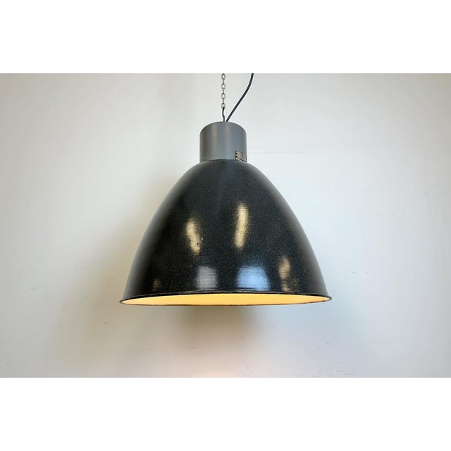 Large Industrial Dark Grey Enamel Factory Lamp from Elektrosvit, 1960s For Sale - Image 16 of 18