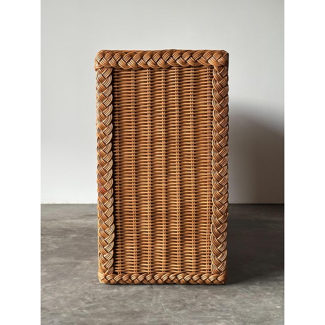 Woven Wicker Six-Drawer Dresser With Braided Rope Trim, 1980s For Sale - Image 9 of 18