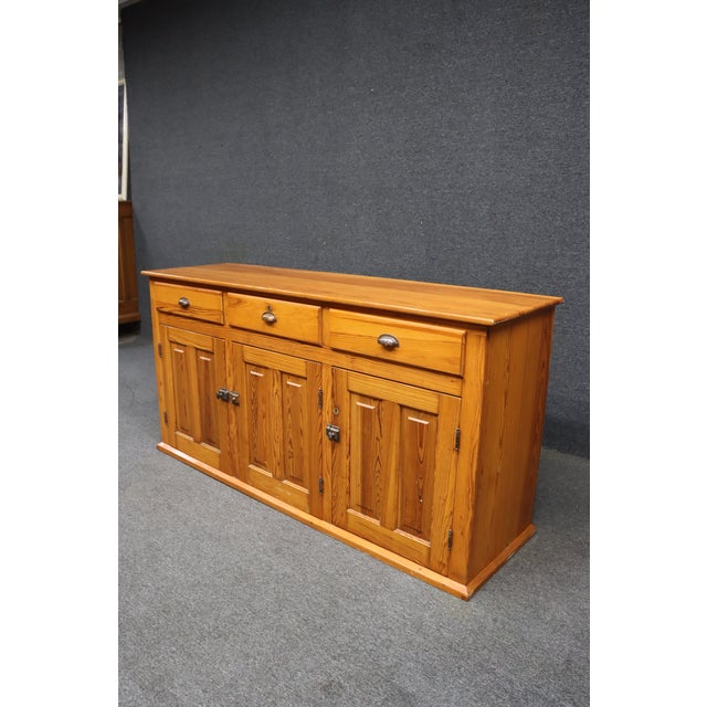 Rustic Pine Three-Door Sideboard/Store Counter With Three Drawers For Sale - Image 3 of 15
