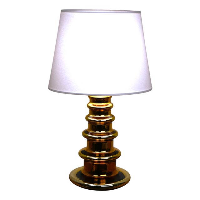Large Mercury Golden Glass Table Lamp by Gustaf Leek for Orrefors, 1960s For Sale
