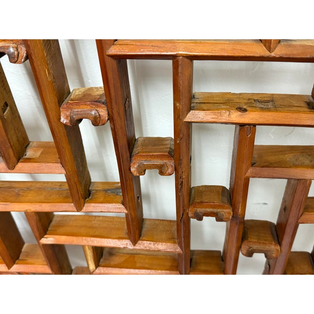 Chinese Carved Wood Geometric Lattice Panel, Antique For Sale - Image 10 of 12