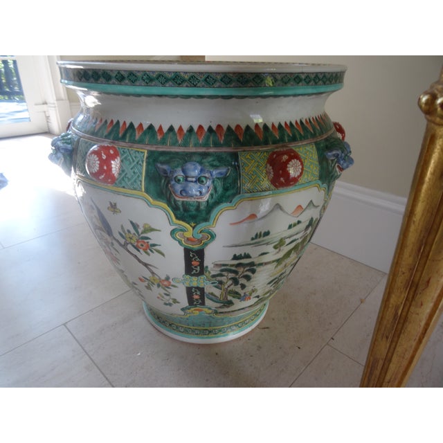 Ceramic Antique Chinese Fish Bowl Planter - Jardiniere For Sale - Image 7 of 9