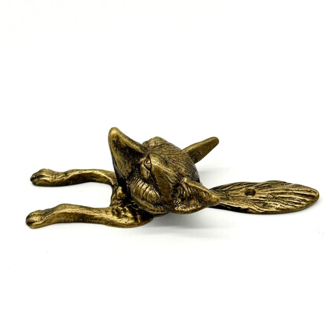1930s English Brass Fox Door Knocker For Sale - Image 4 of 8