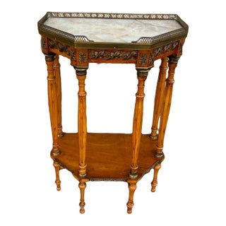 Louis XV Style Fruitwood and Onyx Top Side Table. For Sale