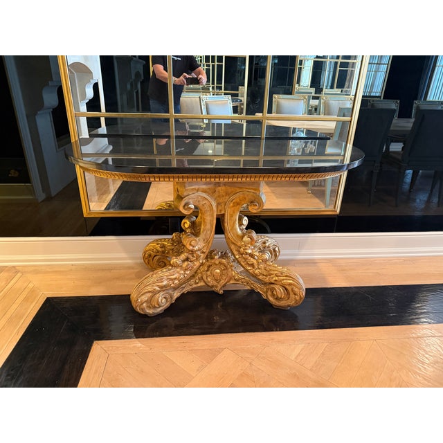 1990s 18c Style Quatrain for Dessin Fournir Giltwood Marble Top Console Table - 1 of 2 For Sale - Image 5 of 6