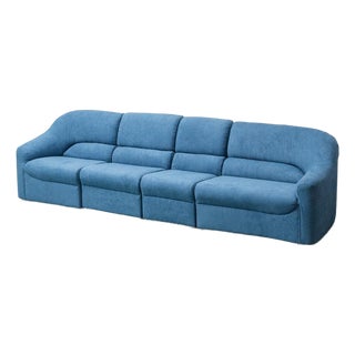Modular Sofa in Blue Fabric, 1970s, Set of 4 For Sale