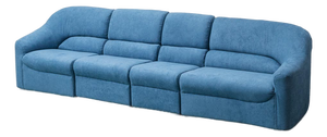 Modular Sofa in Blue Fabric, 1970s, Set of 4