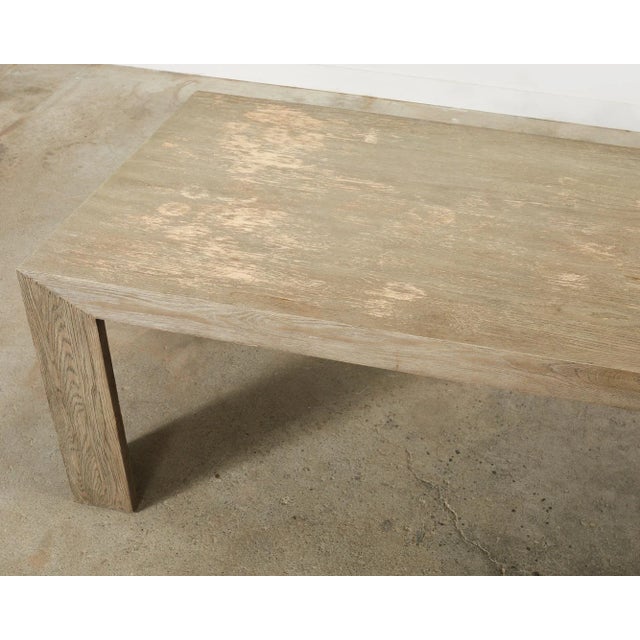 Early 21st Century Cerused Distressed Oak Parsons Style Rectangular Dining Table For Sale - Image 5 of 12