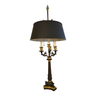 Louis-Philippe Ormolu Antique Lamp With Tole Shade Wax Candles For Sale