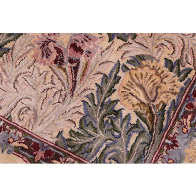 Shabby Chic Floral 1990's Pak-Persian Gold/Gold Wool Rug - 2'1'' X 4'4'' For Sale - Image 3 of 9