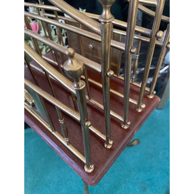 Edwardian Hall Bm Brass & Mahogany Revolving Newspaper/Magazine Rack – English Canterbury For Sale In Boston - Image 6 of 15