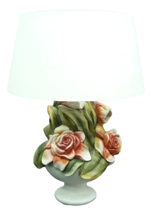 Regency Floral Ceramic Table Lamp, 1970s