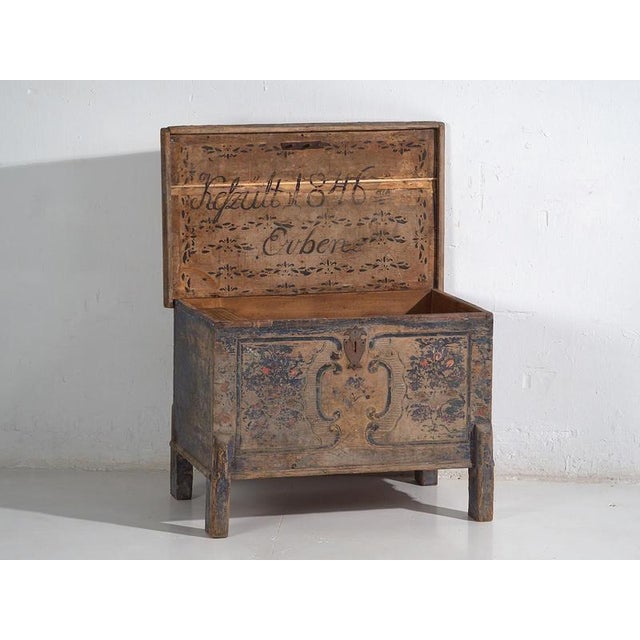 Antique Hand-Painted Wedding Chest, 1846 For Sale - Image 6 of 18