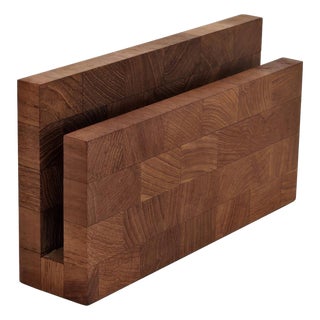 Vintage Staved Danish Teak Wood Letter Holder For Sale