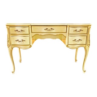 1980s French Provincial Ivory With Gold Vanity For Sale