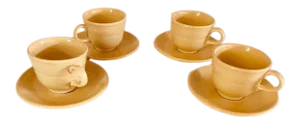 Vintage Fiesta Ware Yellow Coffee Cups & Saucers S/4