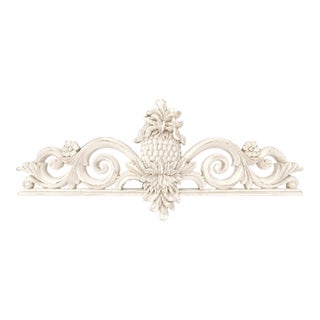 Vintage Chinoiserie Coastal Pineapple and Hibiscus Wall Pediment For Sale