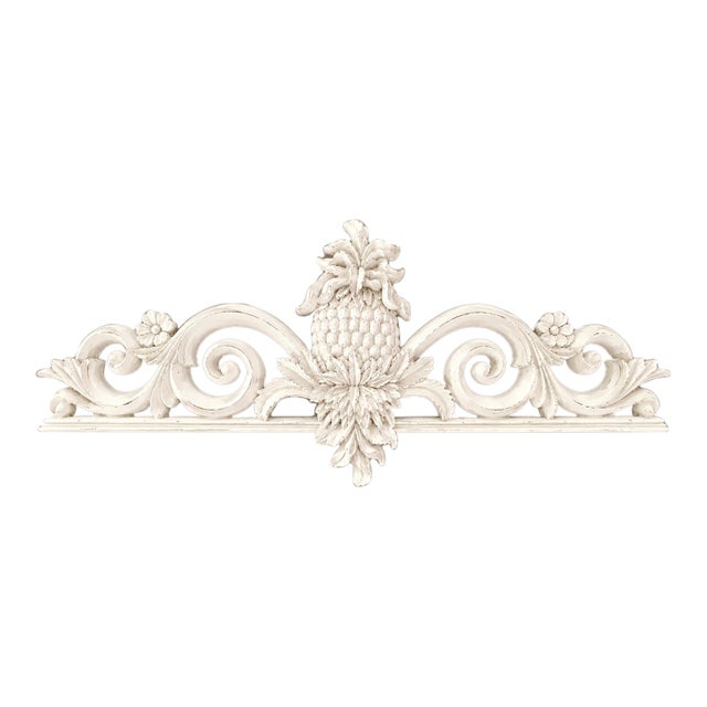 Vintage Chinoiserie Coastal Pineapple and Hibiscus Wall Pediment For Sale