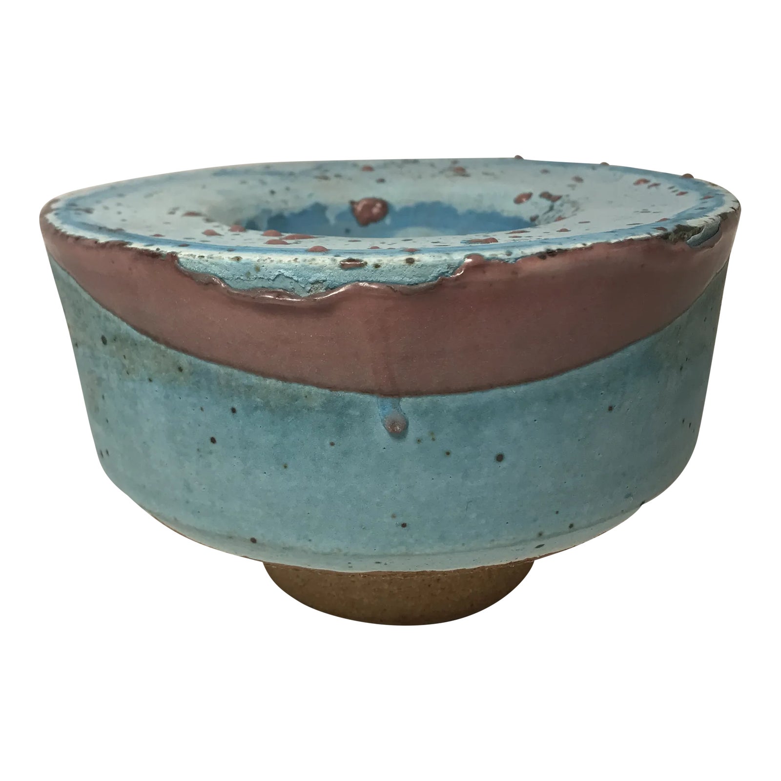 Studio Art Pottery Tiffany Blue Candle Holder by Californian Artist