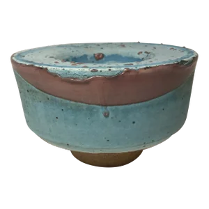 Studio Art Pottery Tiffany Blue Candle Holder by Californian Artist Colter Masao Lucas