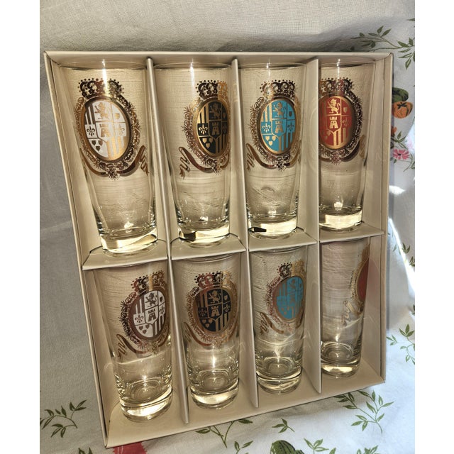 Mid-Century Modern 1950s Federal Glass High Ball Glasses Camelot Pattern New in Box - Set of 8 For Sale - Image 3 of 4