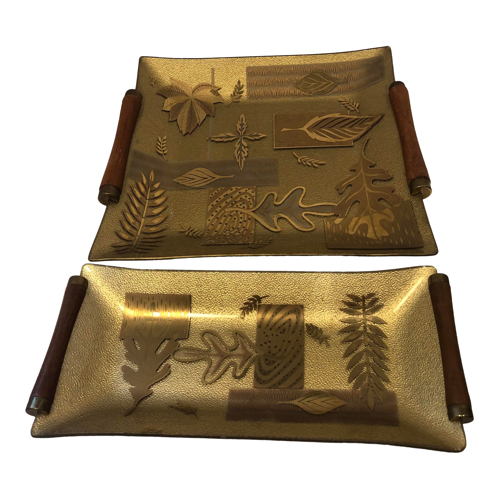 Matching MidCentury Gold Serving Dishes a Pair Chairish