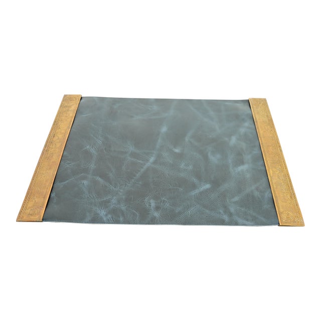 Tiffany Studios New York Adam Pattern Bronze Doré Blotter Ends With Leather Desk Blotter For Sale