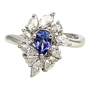 1.85 Ct Tanzanite & Diamond Ring Size 6.75
